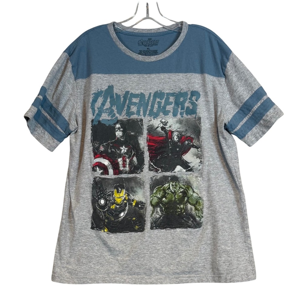 Marvel Avengers Age of Ultron Graphic T-Shirt Mad Engine Gray Blue Mens XL Movie